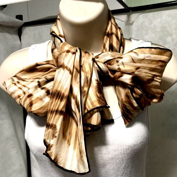 TALBOTS Zebra Designer Scarf Call of the Wild Tan Beige Brown 56 x 14 inches - Picture 5 of 8